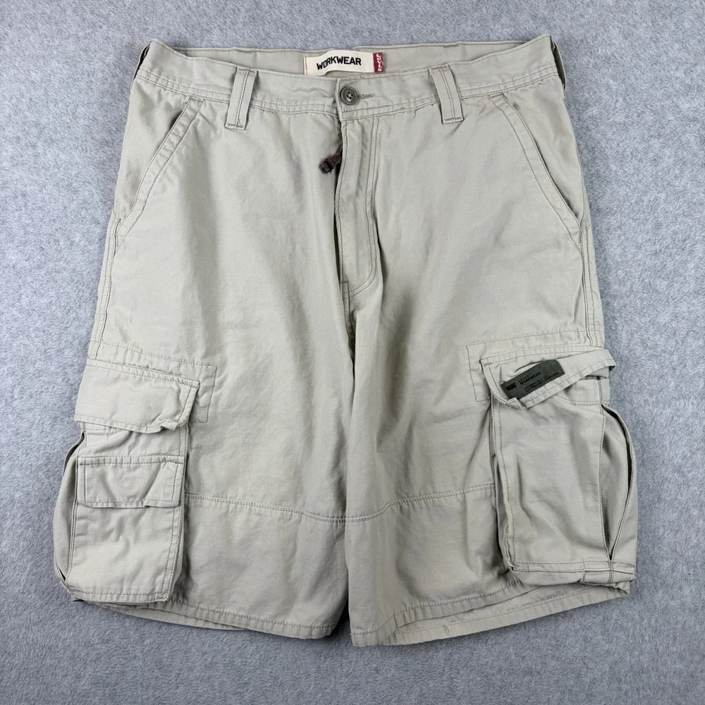 Vintage‎ Levi's Cargo Shorts Mens 34 Beige Baggy Heavyweight Skater Workwear Y2K
